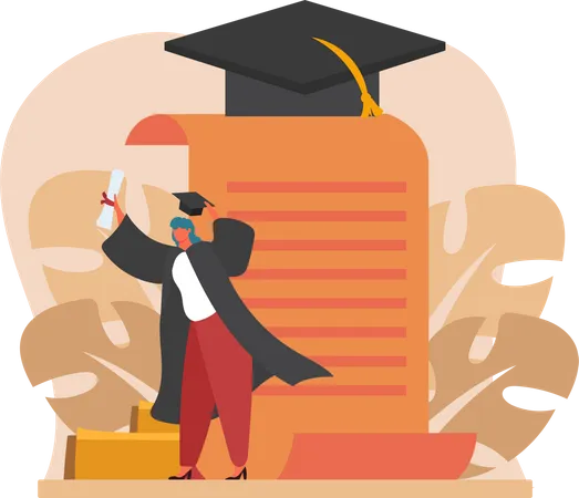 Girl with graduation degree  Illustration