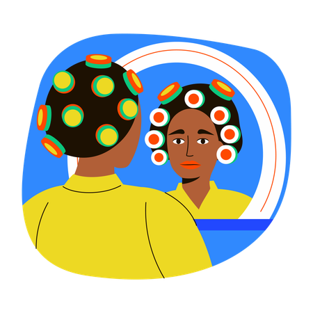 Girl with Hair roller  Illustration