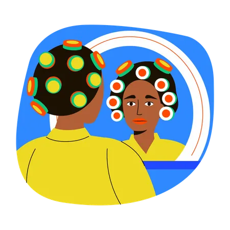 Girl with Hair roller  Illustration