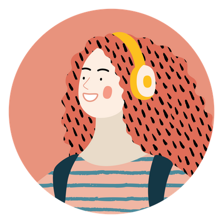 Girl with headphone  Illustration