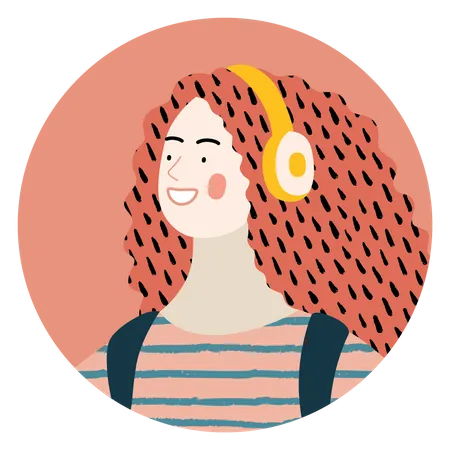 Girl with headphone  Illustration