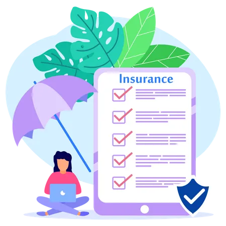Girl with Health insurance  Illustration