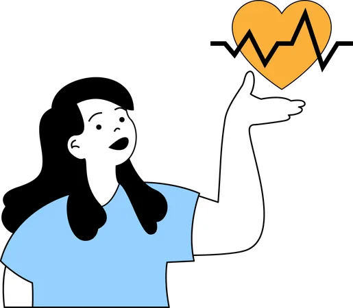 Girl with Heart beat  Illustration