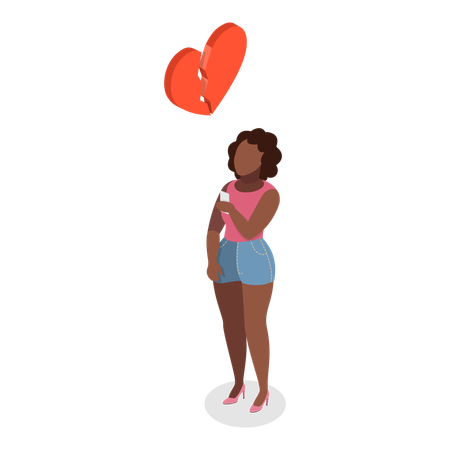 Girl with Heartbreak  Illustration