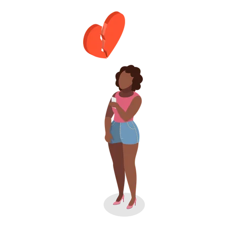 Girl with Heartbreak  Illustration