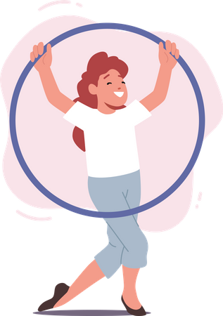 Girl with hula Hoop  Illustration