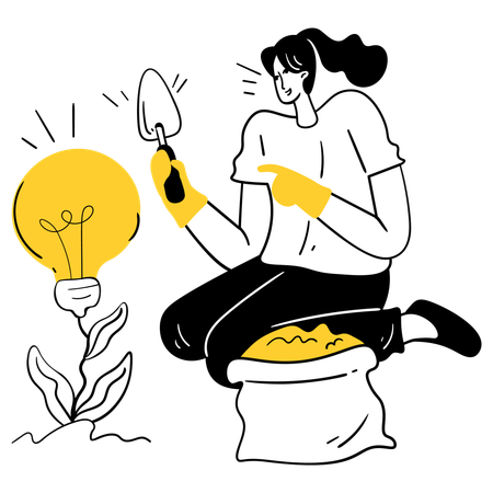 Girl with idea garden  Illustration