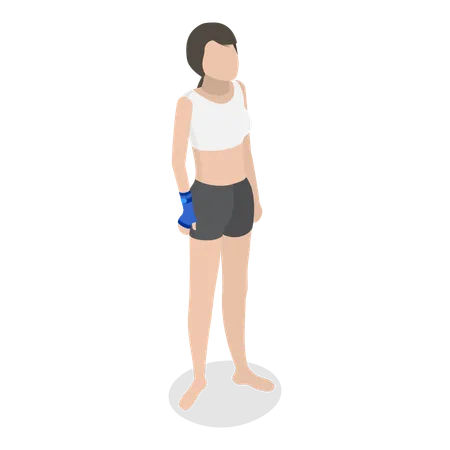 Girl with injured arm standing  Illustration