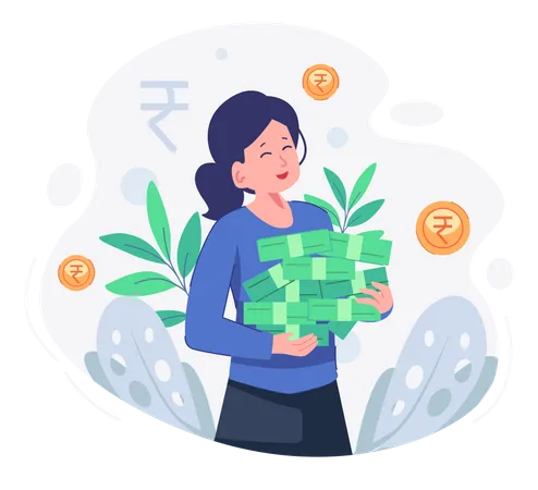 Girl with investment loan Illustration