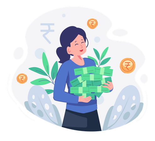 Girl with investment loan  Illustration