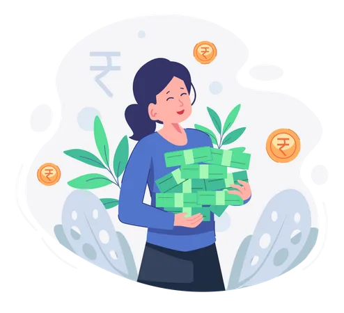 Girl with investment loan  Illustration