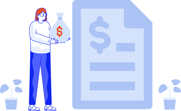 Girl with investment loan  Illustration