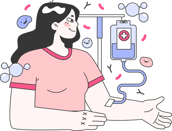 Girl with iv drip  Illustration