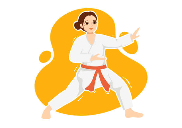 Girl with karate red belt  Illustration