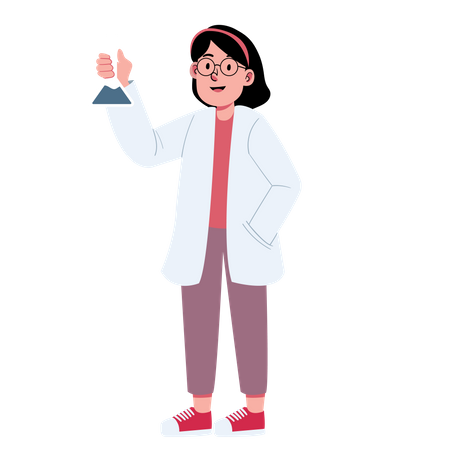 Girl with Lab Coat  Illustration
