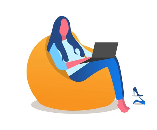 Girl with laptop Illustration