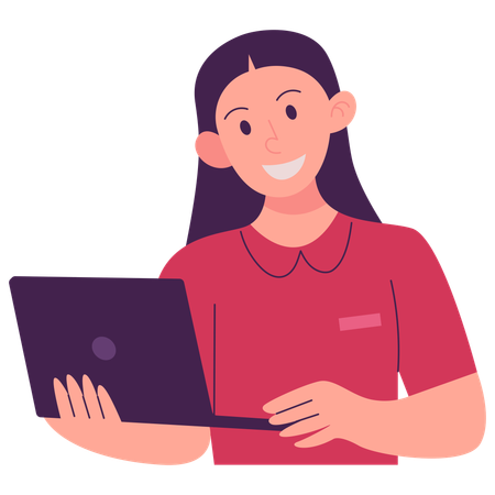 Girl With Laptop  Illustration