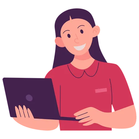 Girl With Laptop  Illustration