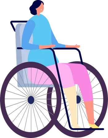 Girl with leg fracture on wheelchair  Illustration