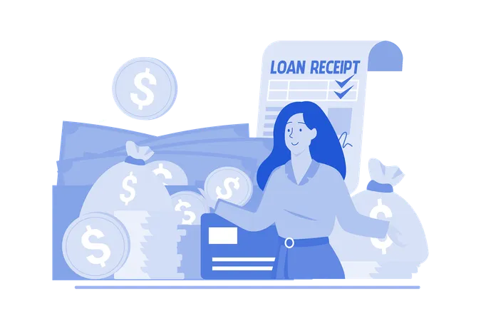 Girl With Loan Money Illustration Concept On A White Background Illustration