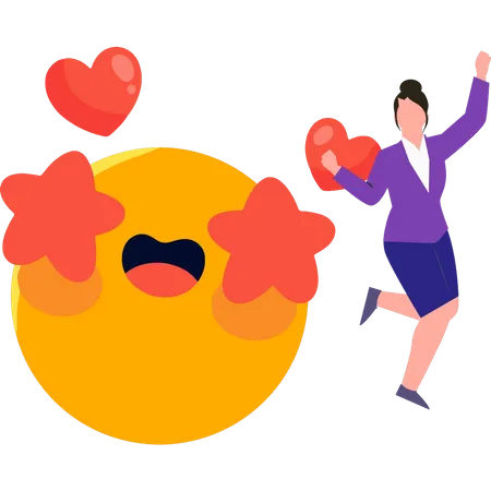 Girl with love emoji  Illustration