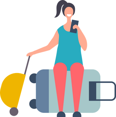 Girl with luggage  Illustration