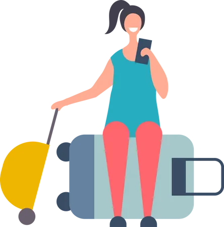 Girl with luggage  Illustration