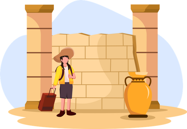 Girl with luggage  Illustration