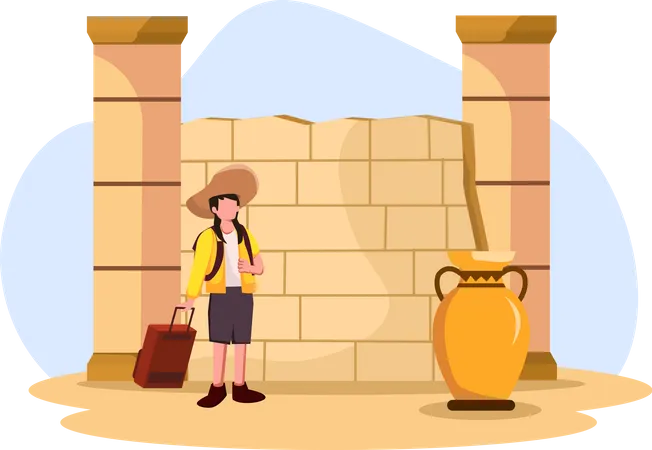 Girl with luggage  Illustration