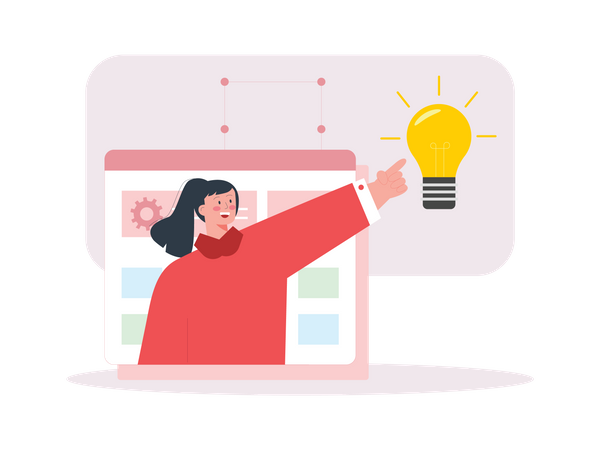 Girl with marketing idea  Illustration