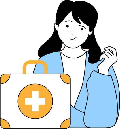 Girl with medical box  Illustration