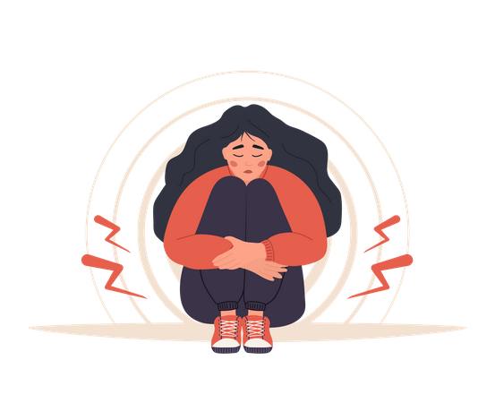 Girl with Menstrual pain  Illustration