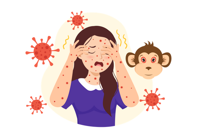 Girl with Monkeypox  イラスト