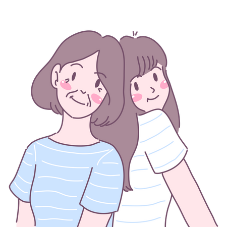 Girl with mother Illustration