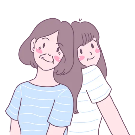 Girl with mother  Illustration