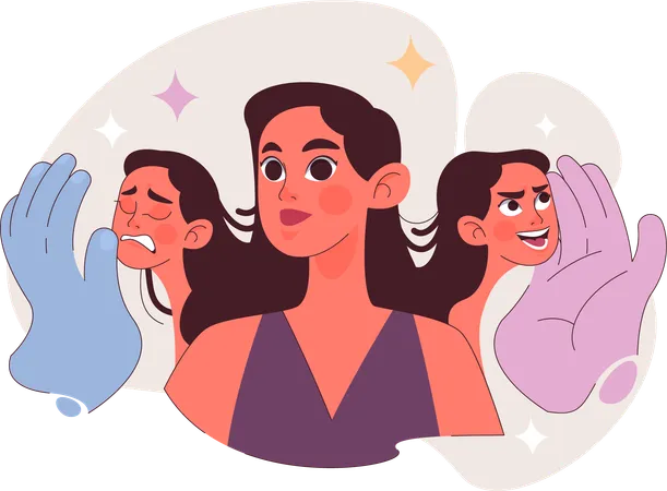 Girl with Multiple personality disorder  Illustration