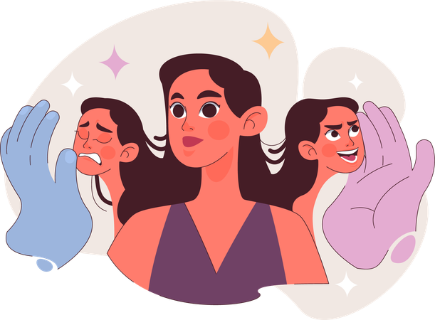 Girl with Multiple personality disorder  Illustration