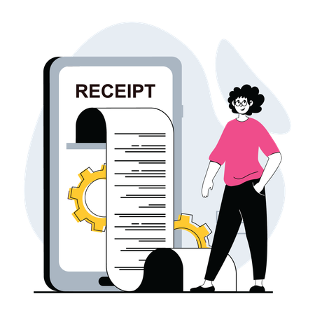 Girl with online payment receipt  Illustration