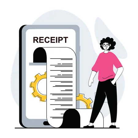 Girl with online payment receipt  Illustration