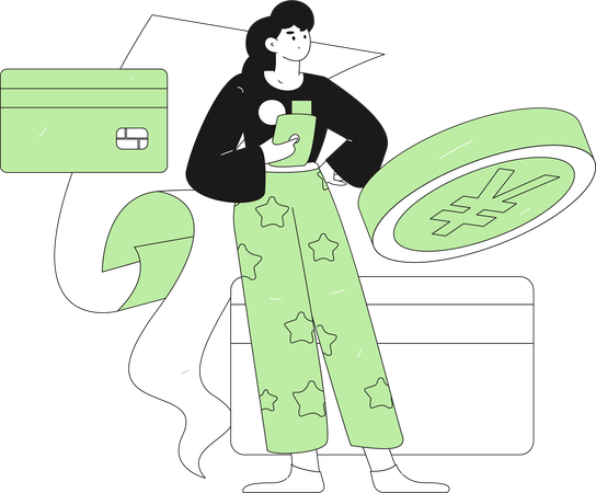 Girl with payment receipt  Illustration