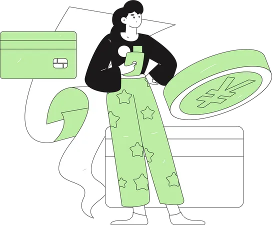 Girl with payment receipt  Illustration