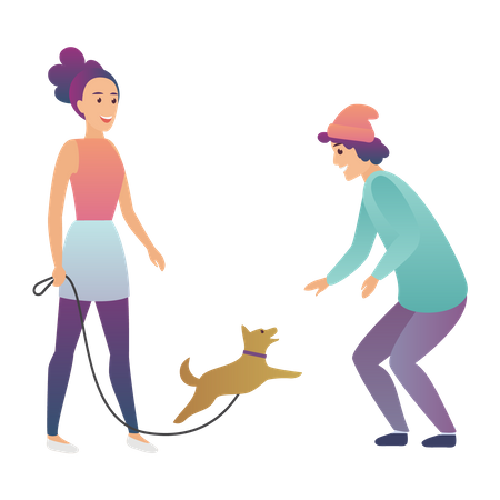 Girl With Pet  Illustration