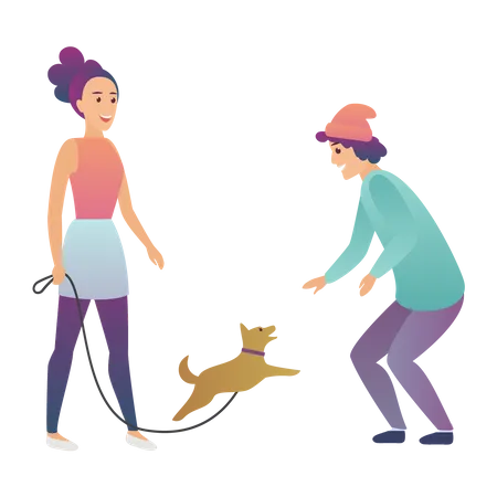 Girl With Pet  Illustration