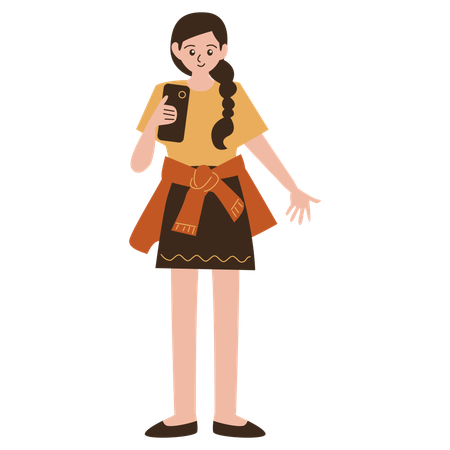 Girl with phone  Illustration