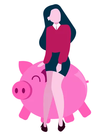 Girl with piggybank saving Illustration