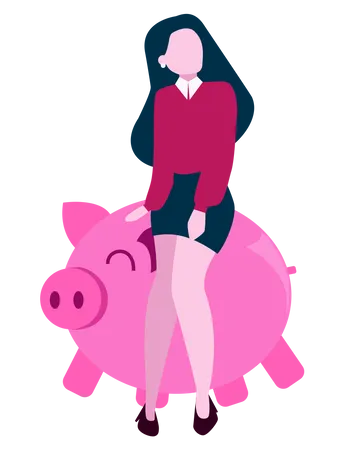 Girl with piggybank saving  Illustration