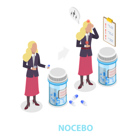 Girl with Placebo And Nocebo  Illustration