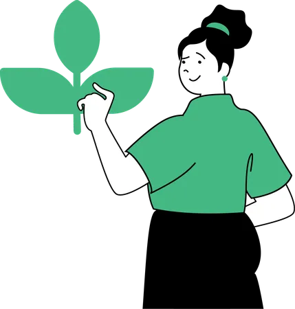 Girl with plant  Illustration