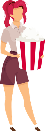 Girl with popcorn bucket Illustration
