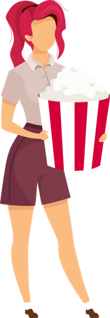 Girl with popcorn bucket  Illustration